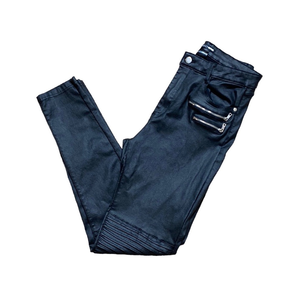 Fashion Nova Black Faux Leather Motorcycle Skinny Pants 28